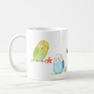 Mug Cute Budgies Parakeet Oiseau Lover cadeau nom pers