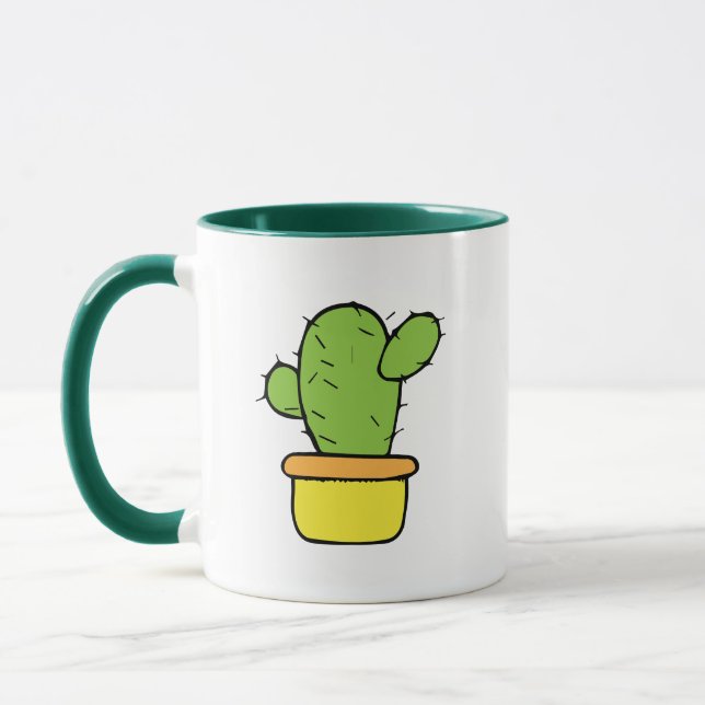 Mug Cute Cactus dans Planteur Jaune (Gauche)