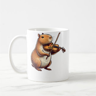 Mug Cute Capybara Playing Violin Capybaras Musician Mu