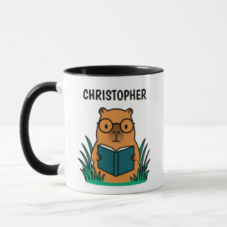Mug Cute Capybara Reading Book