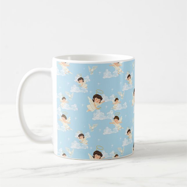 Mug  Cute Cartoon Angels And Doves Seamless Pattern (Gauche)