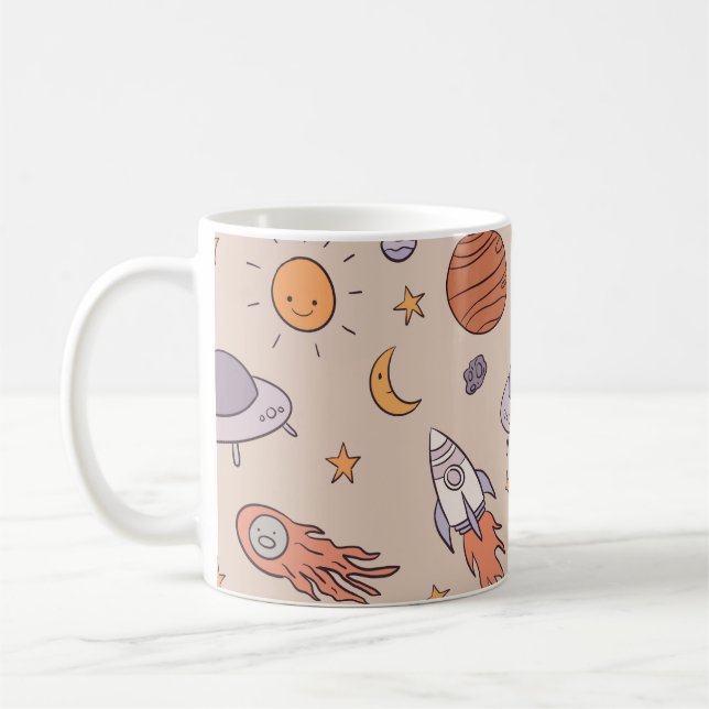 Mug Cute Cartoon Outer Space Seamless Pattern Design (Gauche)