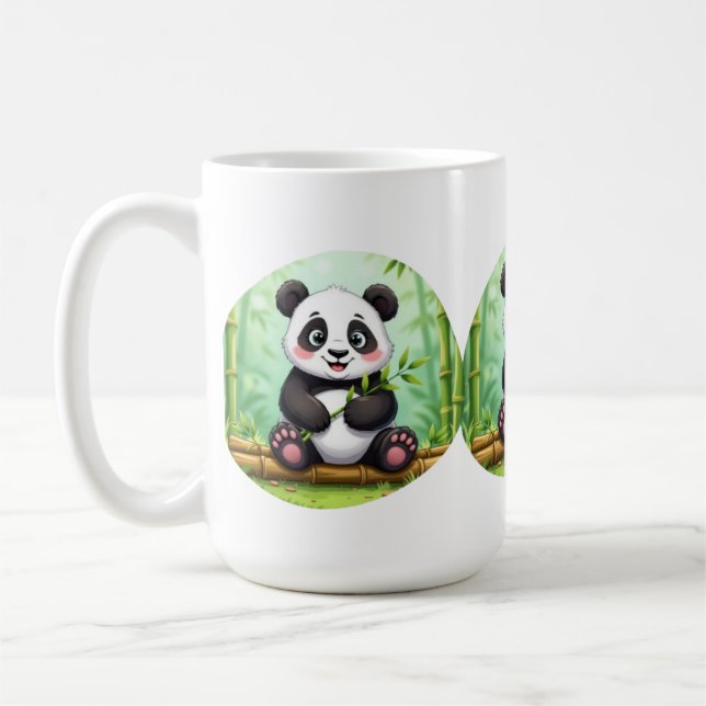 Mug Cute Cartoon Panda on Bamboo Patch (Gauche)