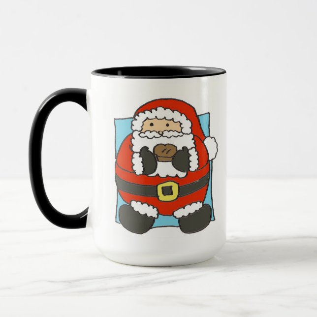 Mug Cute Cartoon Santa Holding Mince Pie (Gauche)