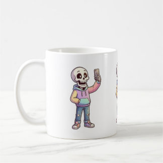 Mug Cute Cartoon Skeleton Selfie - Full Body Trendy Ou
