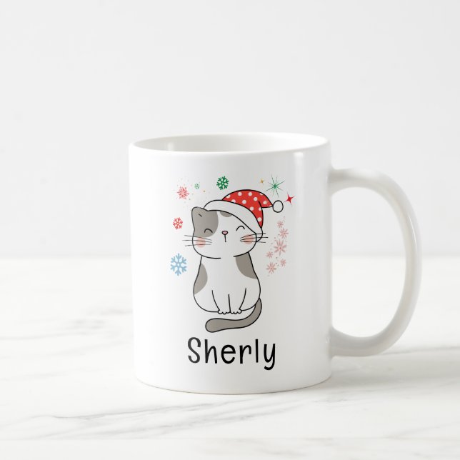 Mug Cute Cat Christmas Custom Name (Droite)