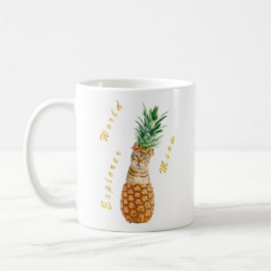 Mug Cute Cat dans un monde d'ananas Explorer Meow