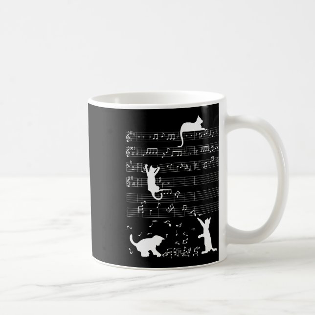 Mug Cute Cat Kitty Playing Music Note Clef (Droite)