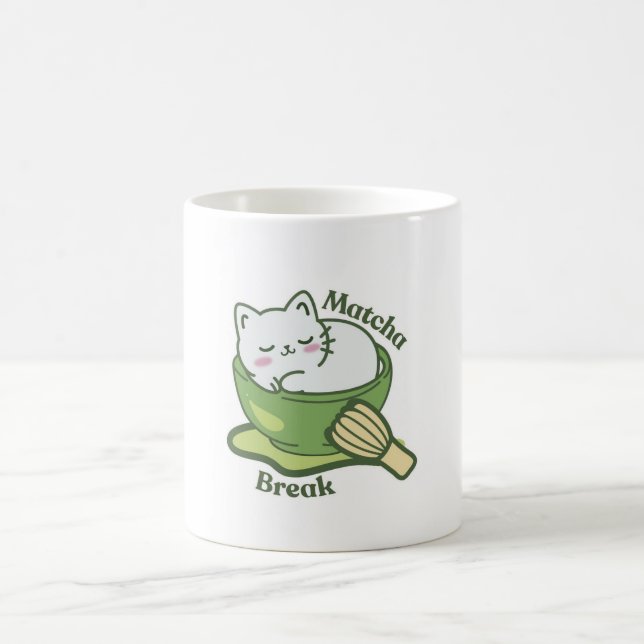 Mug  Cute cat with matcha drink (Centre)