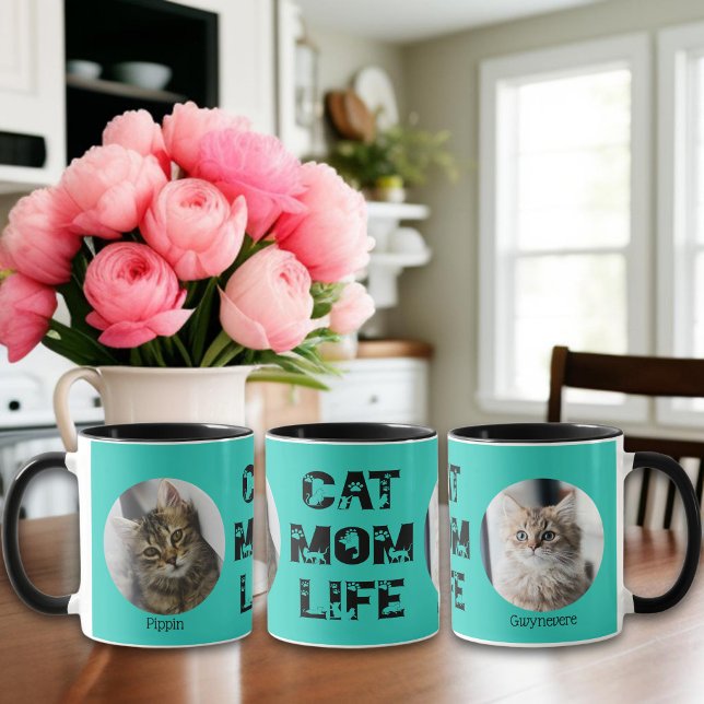 Mug Cute Chat Maman Vie Personnalisée Animal de compag (Créateur téléchargé)