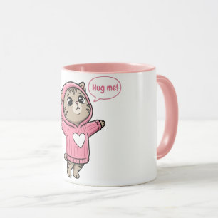 Mug Cute Chat M'embrasse Sweatshirt Rose Coeur 