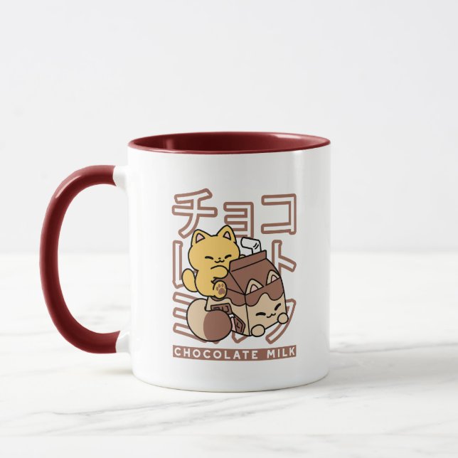 Mug Cute Chat Riding Chocolat Lait Carton Kawaii Art (Gauche)