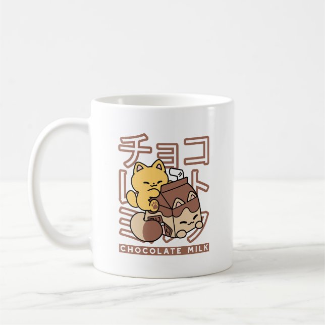 Mug Cute Chat Riding Chocolat Lait Carton Kawaii Art (Gauche)