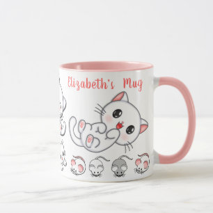 Mug Cute chatte personnalisée et souris enfants