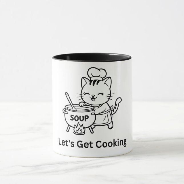 Mug Cute Chef Cat Cooking Soup (Centre)