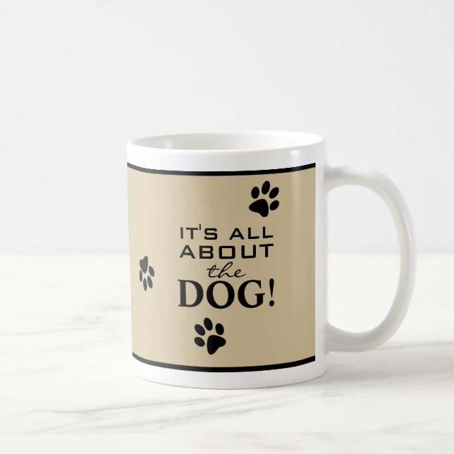 Mug Cute Chien Empreinte de patte Typographie Funny Ch (Droite)
