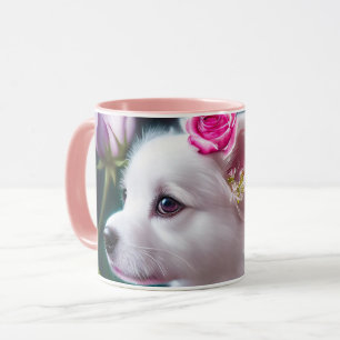 Mug Cute Chien Et Collection Rose