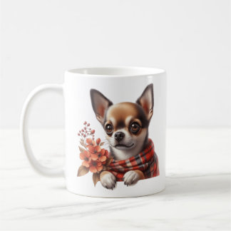 Mug Cute Chihuahua Dog Puppy with Flowers