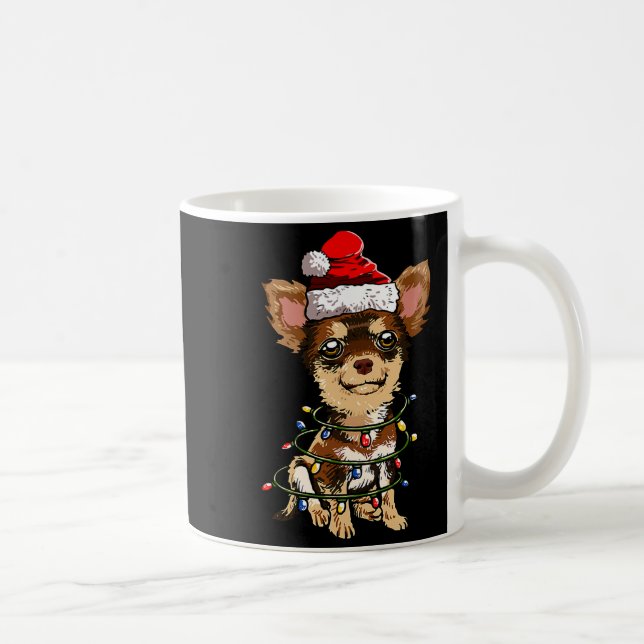 Mug Cute Chihuahua Santa Christmas Tree Lights Xmas Do (Droite)
