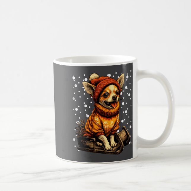 Mug Cute Christmas Chihuahua Sledding In Snow Funny Wi (Droite)