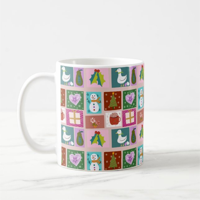 Mug Cute Christmas Patchwork Pattern (Gauche)