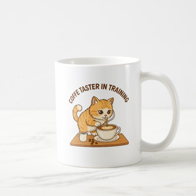 Mug Cute Coffee Mug: "Coffee Taster in Training" Cat  (Droite)
