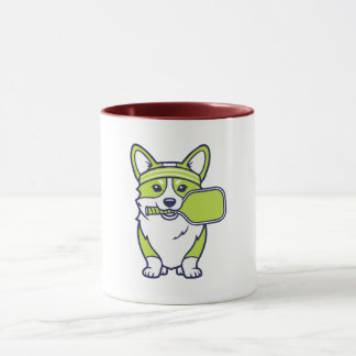 Mug Cute Corgi Pickleball Player Illustration-- Funny 