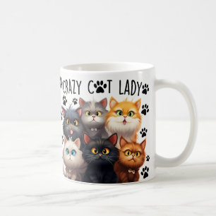 Mug Cute Crazy Chat Dame, Amoureux de les chats, J'aim