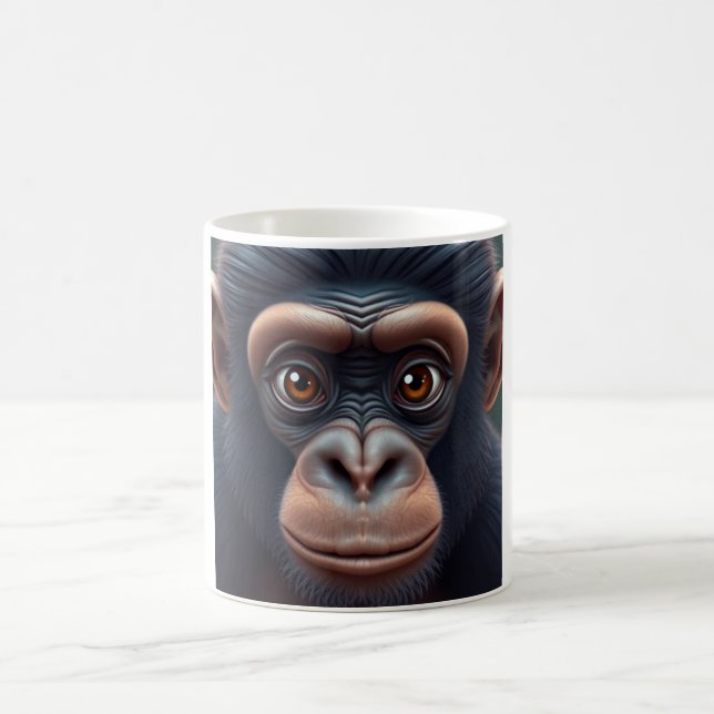 Mug Cute Crazy Funny Chimpanzé Anime Portrait (Centre)