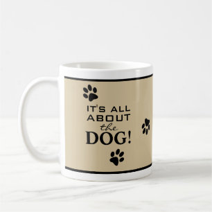 Mug Cute Custom Black Paw Typographie Amoureux des chi