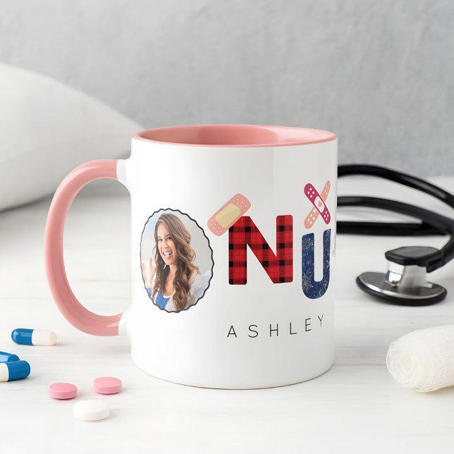 Mug Cute Custom Christmas Nurse Gift 2 Photos Nom (Créateur téléchargé)