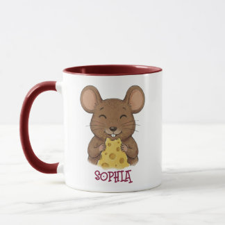 Mug Cute Custom Name Mouse Woodland Animal Kids