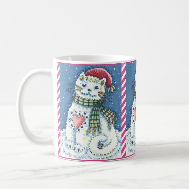 MUG CUTE CUTE CHATTE DE NEIGE, FLAKES DE NEIGE CHAT ET (Gauche)