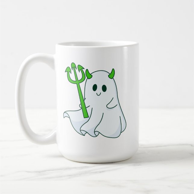 Mug Cute Devil Ghost with Green Trident (Gauche)