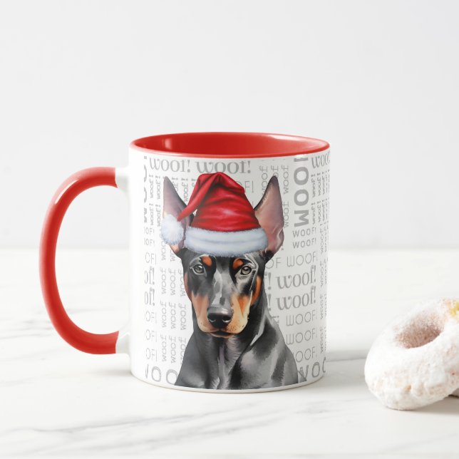 Mug Cute Doberman Pinscher Lover Christmas Holiday (Avec donut)