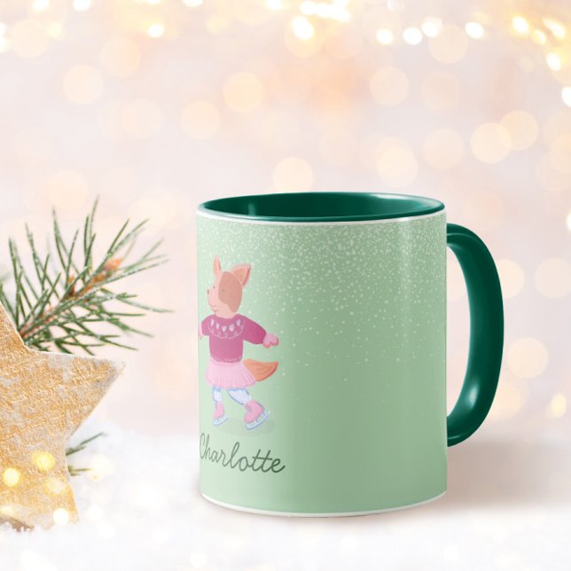 Mug Cute Dog in Sweater Ice Skating Pistachio Green (Créateur téléchargé)