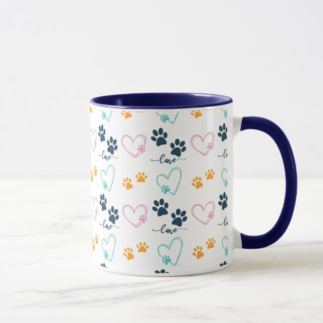 Mug Cute Dog Lover Paw Prints (Droite)