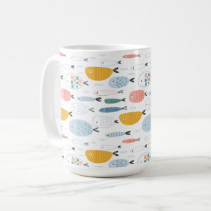 Mug Cute Doodle École de Motif de poisson