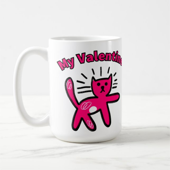 Mug Cute doodle valentine cat (Gauche)
