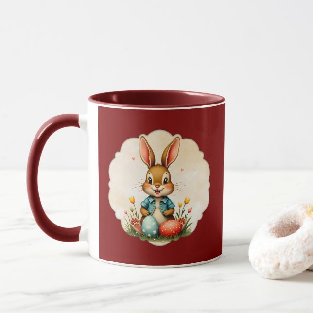 Mug Cute Easter Bunny – Soft Frame - caneca (Avec donut)