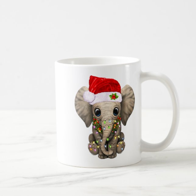 Mug Cute Elephant Christmas Light Funny Elephant Lover (Droite)
