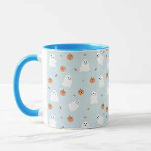 Mug Cute Fantôme et Citrouille Motif d'Halloween bleu