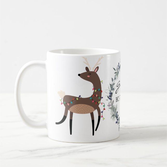 Mug Cute Festive couronne et rennes personnalisés (Gauche)