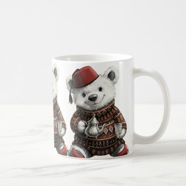 Mug  Cute Fez Hat Teddy in Cozy Winter Sweater (Droite)