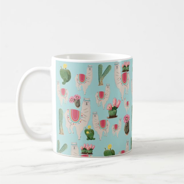 Mug Cute Fiesta Llama & Cactus Motif (Gauche)