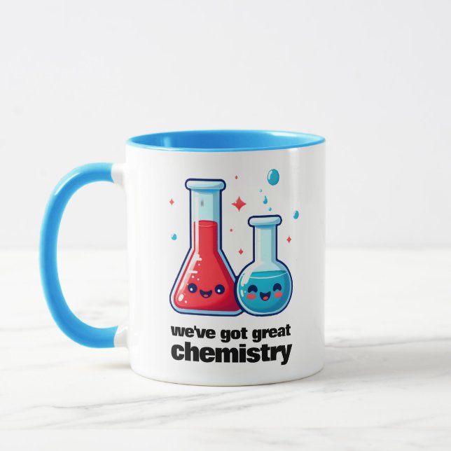 Mug Cute Flask & Tube Nous avons une grande chimie (Gauche)