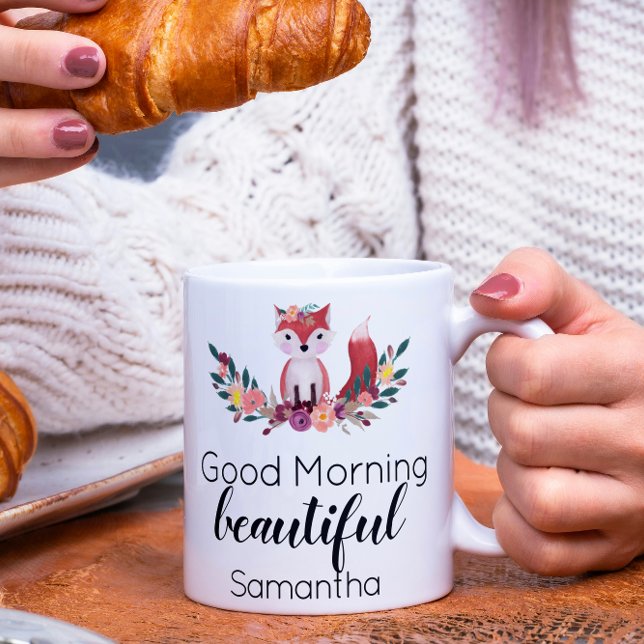 Mug Cute Floral Fox Good Morning Beau matin (Créateur téléchargé)
