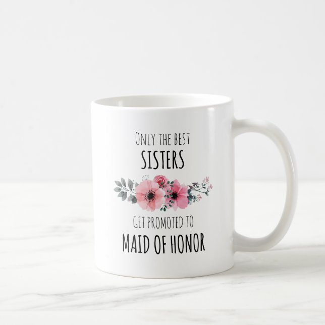 Mug Cute Floral Maid Of Honor Proposition À Soeur (Droite)
