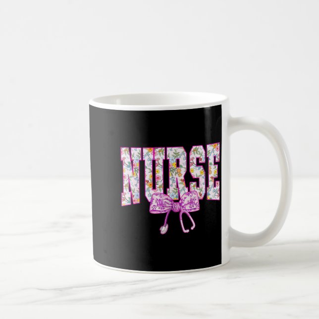Mug Cute Floral Nk Nurse Coquette Bow Stethoscope Nurs (Droite)