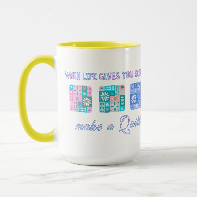 Mug Cute & Floral Patchwork Pattern in Pop Colours (Gauche)